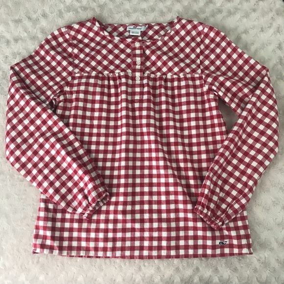 Vineyard Vines Other - Vineyard Vines Flannel Gingham Popover Top Red